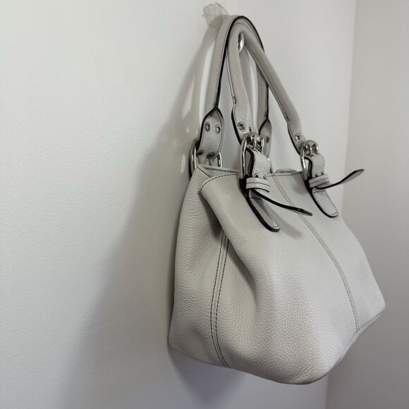 Tignanello Perfect 10 Shopper Tote White Pebbled Leather Handbag Satchel - Picture 8 of 16